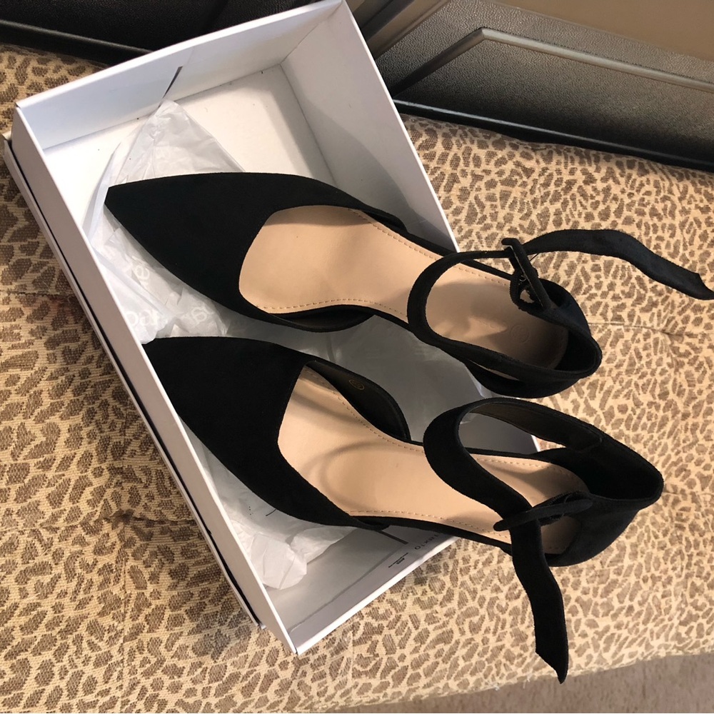 Black Ankle-Tie Pointed Toe Flats - Women's Dress Shoes